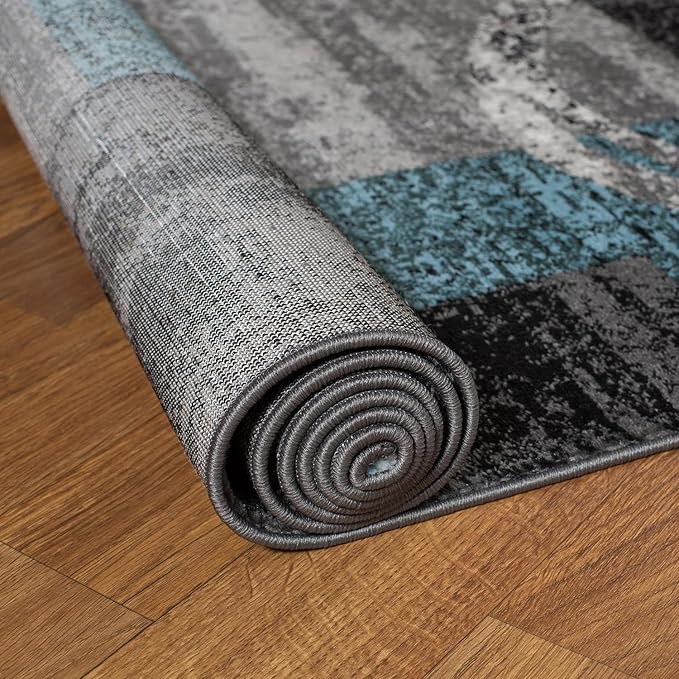 Rugshop Contemporary Abstract Circle Design Soft Round Area Rug 8' Gray
