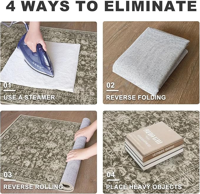 KILOCOCO Moroccan Small Area Rug 2x3 Entryway Rugs Printed Vintage Floral Washable Rug Non-Slip Kitchen Rug Indoor Door Mat, Accent Throw Small Rugs for Laundry Room Bedroom Entrance, Taupe/Green