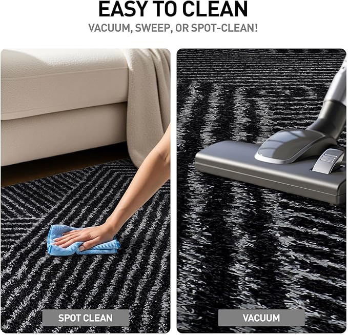 Rugshop Geometric Diamond Stripe Shag Area Rug Anthracite Dark Gray 2' x 3' Ideal for Entryways, Kitchens, or Small Spaces