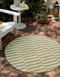 Unique Loom Outdoor Striped Collection Area Rug - Striped (6' 1" Round Green/Ivory)