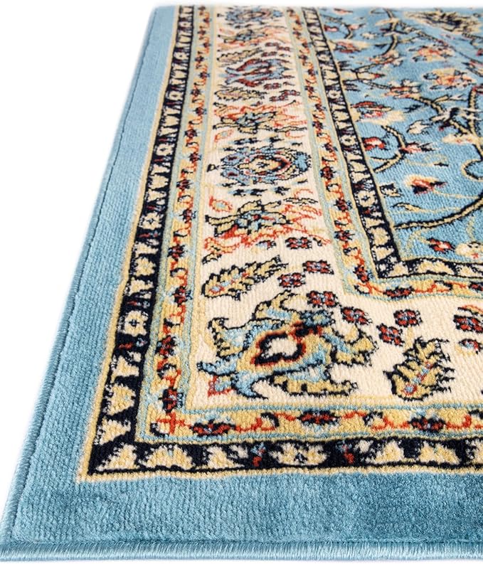 Unique Loom Sialk Hill Collection Area Rug - Washington (2' 2" x 3' 1" Rectangle Light Blue/Navy Blue)