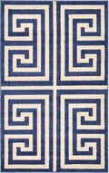 Unique Loom Athens Collection Classic Geometric Modern Border Design Area Rug (3' 3 x 5' 3 Rectangular, Navy Blue/ Beige)
