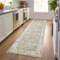 jinchan Fiora Hallway Runner Rug 3x8 Machine Washable Runner Rug Taupe Vintage Floral Design Non-Slip Low Pile Ultra-Thin for Kitchen Laundry Room Bedroom Farmhouse (3‘x8', Taupe)