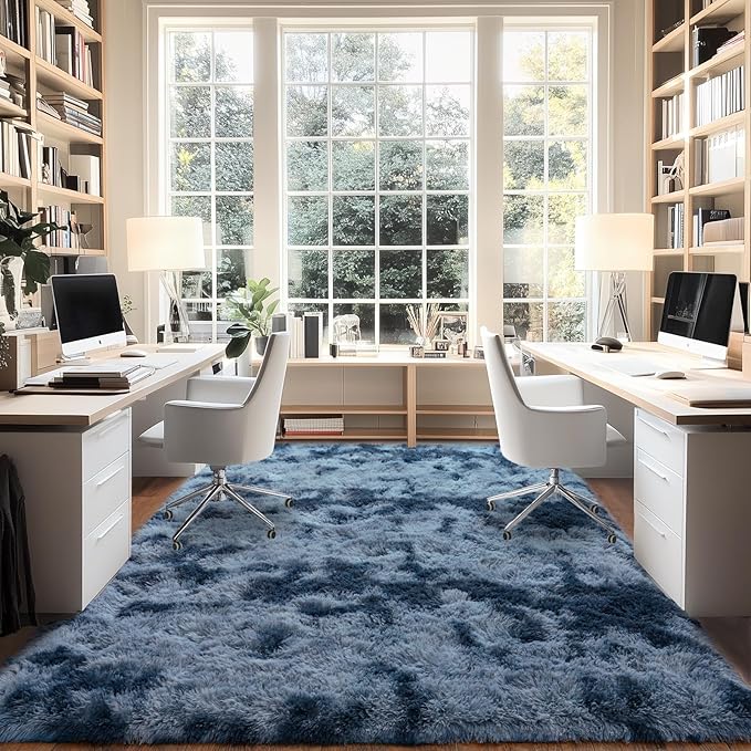 Upgrade Non-Slip Plush Rugs for Living Room, Soft Shaggy Carpets for Living Room, Fuzzy Rugs for Kids' Room, Perfect Decor for Modern Home New Blue Grey 5x7Feet
