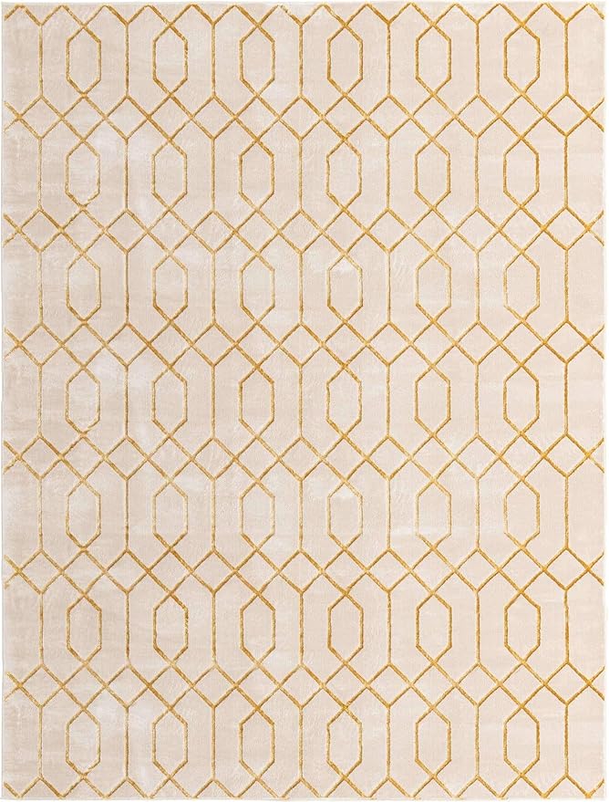 Marilyn Monroe Glam Collection Area Rug - Trellis (10'x 13' Rectangle, White Gold/ Gold)