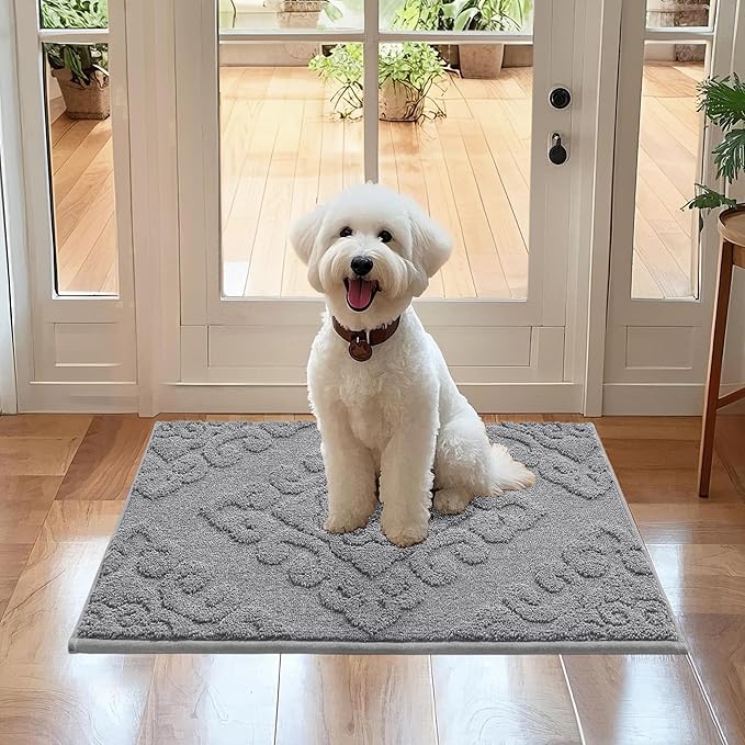 COSY HOMEER Door Mat 20”x32”,Absorbent Dirt Trapper Entryway Rugs,Non-Slip Welcome Mat,Washable Entry Rugs,Low Pile Doormat for Front Back Door,Wet Shoes & Paws,Grey