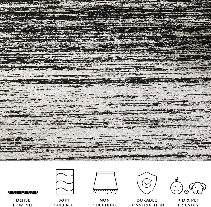 SAFAVIEH Adirondack Collection Runner Rug - 2'6" x 18', Silver & Black, Modern Ombre Design, Non Shedding & Easy to Clean, Ideal for Hallway, Foyer, Kitchen, Entryway, Bedroom (ADR113A)
