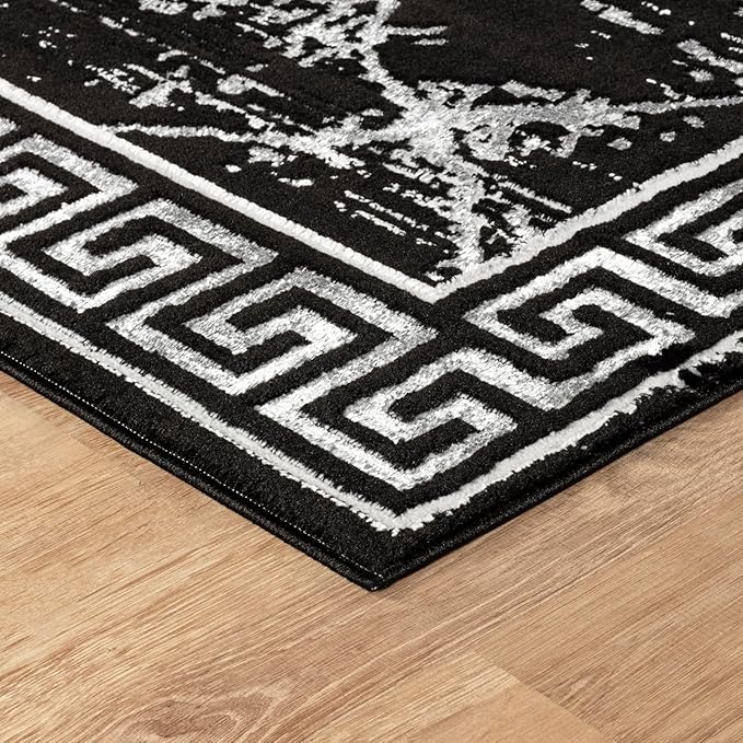 GLORY RUGS Area Rugs Marble 2x7 Black Gray Carpet Modern Abstract Rug Living Room Dining Bedroom Rug