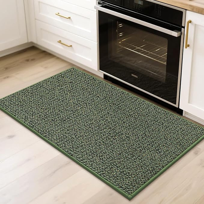 BEQHAUSE 20"x32" Entryway Rug Indoor Door Mat Non-Slip Washable, Hallway Rugs Absorbent & Stain Resist Hall Carpet Runner Rugs for Entryway, Front Door Floor Mats Laundry Room Rugs for Entry, Green