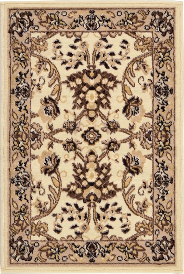 Rugs.com Yasmin Collection Rug – 2' x 3' Ivory Medium Rug Perfect for Entryways, Kitchens, Breakfast Nooks, Accent Pieces