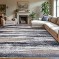 Modern Abstract 9x12 Large Machine Washable Living Room Rug Non-Slip Soft Bedroom Area Rug Grey Black Multi Ultra Thin Print Faux Wool Carpet Throw Rugs for Nursery Playroom Dining Room Indoor