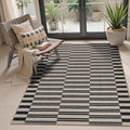 Lahome Striped Easy Jute Rug, 3x5 Outdoor Patio Porch Rug Washable Rugs for Entryway, Indoor Outdoor Living Room Carpets, Farmhouse Neutral Non Slip Black Carpet for Backyard Bedroom RV