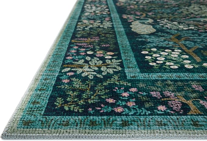 Loloi Rifle Paper Co. Canopy Collection CNP-05 Teal 2'-0" x 3'-0" Accent Rug