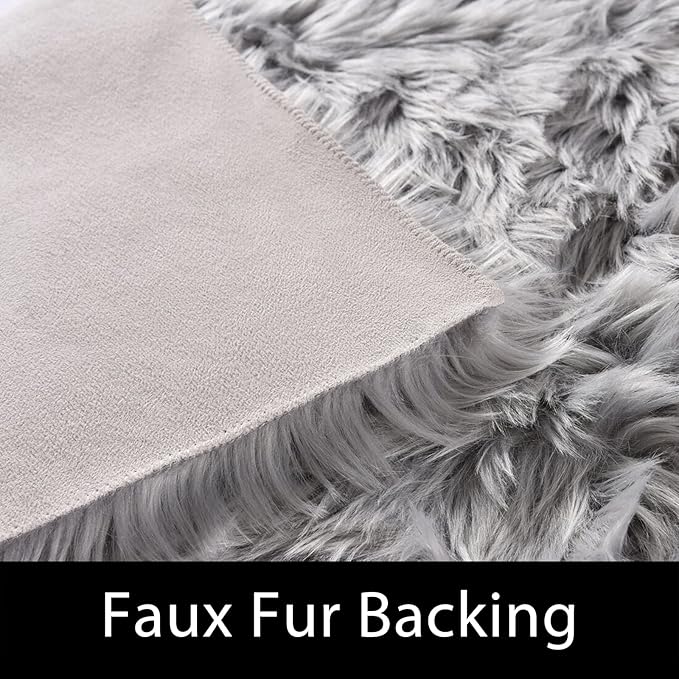 Latepis Grey 6x9 Area Rugs Faux Fur Sheepskin Rug for Living Room Fluffy Washable Rugs for Bedroom Teen Bedroom Decor