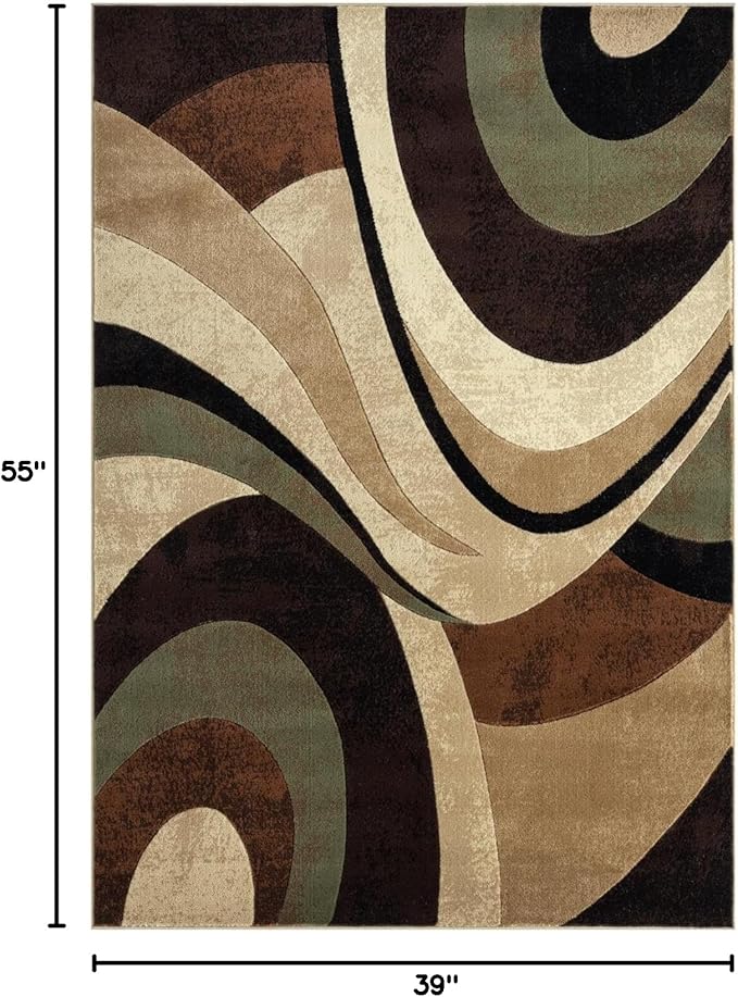 Home Dynamix Tribeca Slade Contemporary Abstract Area Rug, Brown/Green, 39"x55"