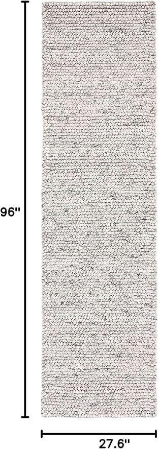 SAFAVIEH Natura Collection Runner Rug - 2'3" x 8', Light Grey & Ivory, Handmade Wool Blend, Textured Design, Ideal for Hallway, Bedroom, Foyer (NAT620G)
