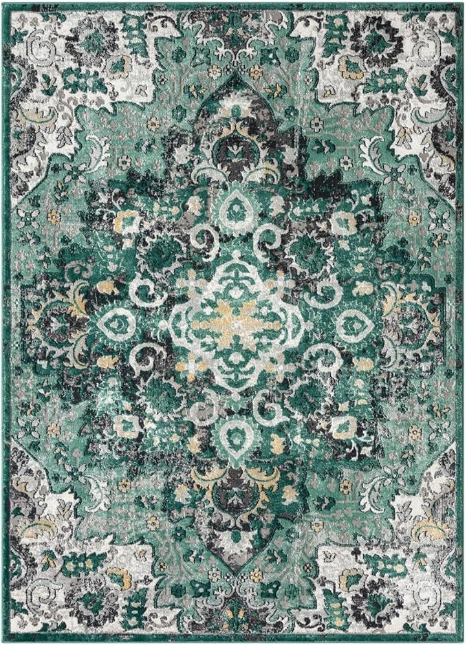 LUXE WEAVERS Moroccan Green 4x5 Medallion Area Rug for Living Rooms
