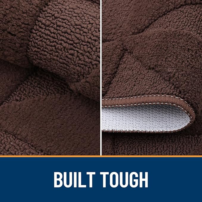 OLANLY Door Mats Indoor, Non-Slip, Absorbent, Dirt Resist, Entrance Washable Mat, Low-Profile Inside Entry Doormat for Entryway (32x20 inches, Dark Brown)