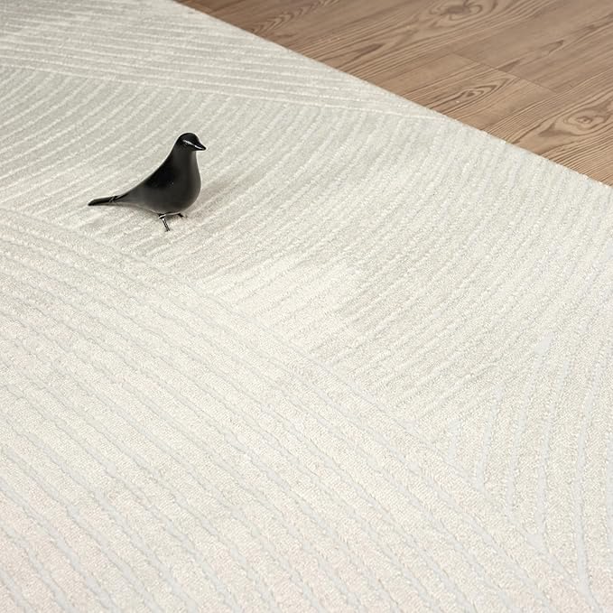 Abani Neutral Beige Area Rug 12' x 15' for Living Room, Bedroom - Zen Reiki Circles Pattern - Durable & Easy to Clean