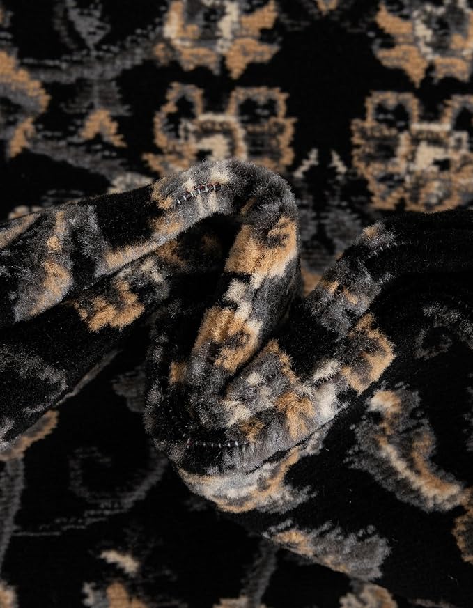 Unique Loom Sialk Hill Collection Area Rug - Washington (2' 11" x 16' 5" Runner Black/Gray)