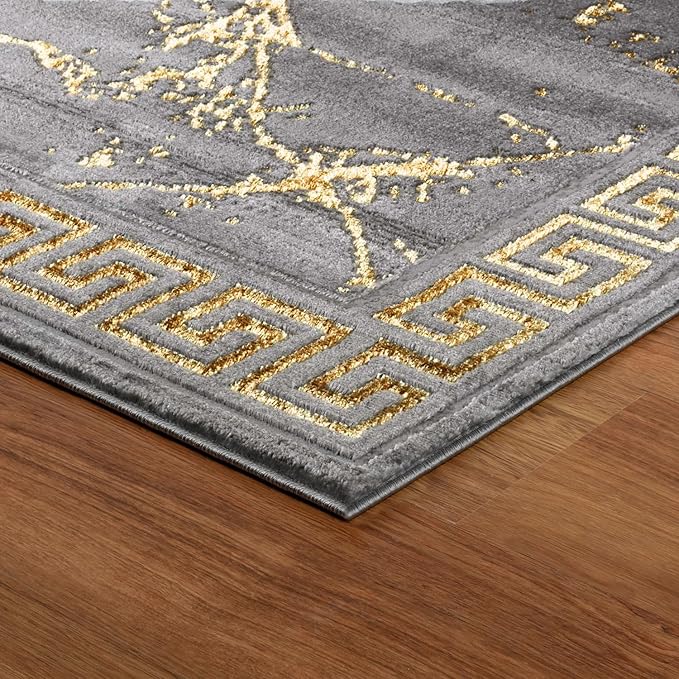 GLORY RUGS Area Rugs Marble 2x3 Grey Gold Carpet Modern Abstract Rug Living Room Dining Bedroom Rug