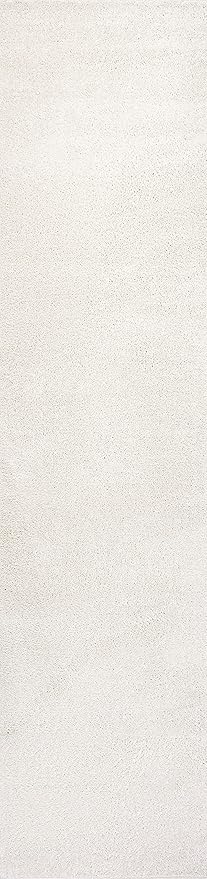 Eyely UES100T-216 Supersoft Haze Solid Low-Pile Indoor Runner Rug, Coastal, Bohemian, Minimalist, Classic, Casual for Bedroom,Kitchen,Living Room,Non Shedding,Easy-Washing, Cream, 2 X 16
