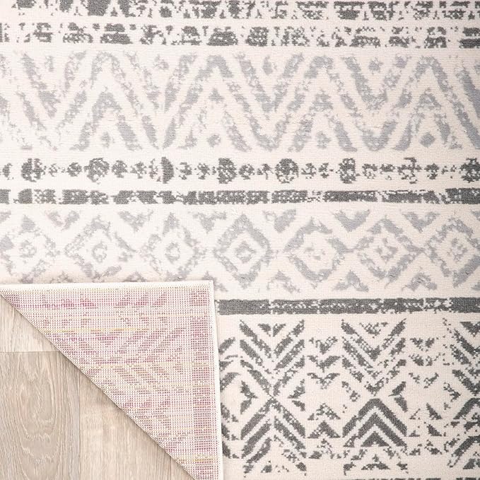 Rugshop Geometric Boho Perfect for high Traffic Areas of Your Living Room,Bedroom,Home Office,Kitchen Runner Rug 2'7" x 12' Gray