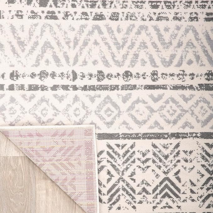 Rugshop Geometric Boho Perfect for high Traffic Areas of Your Living Room,Bedroom,Home Office,Kitchen Runner Rug 2'7" x 10' Gray