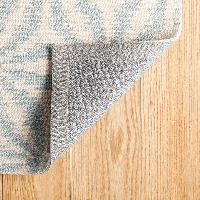 Dash & Albert Aster Sky Hand Micro Hooked Wool Rug, 6 X 9 Feet, Blue Geometric Pattern