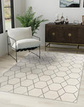 Unique Loom Trellis Frieze Collection Area Rug - Geometric (5' 1" x 8', Ivory/ Gray)