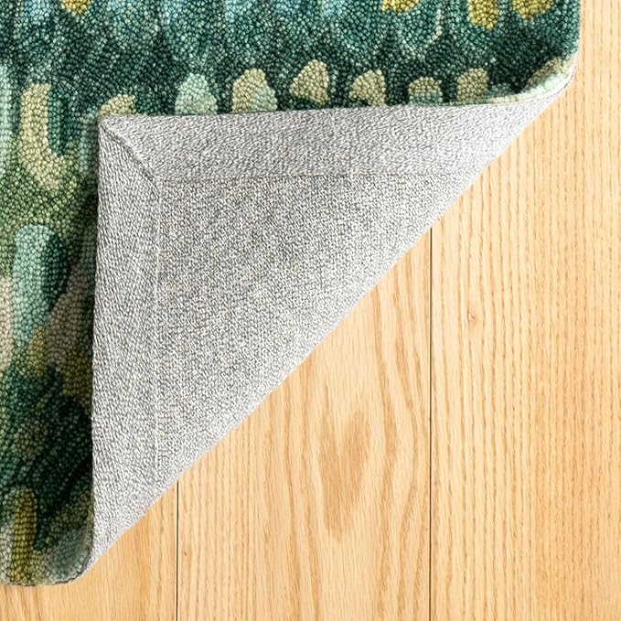 Dash and Albert Paint Chip Wool Area Rug - 2.5' x 8' Runner Moss Graphic Hand Micro Hooked Accent Rug - Durable, High Traffic Areas Hallway, Living Room, Stairs