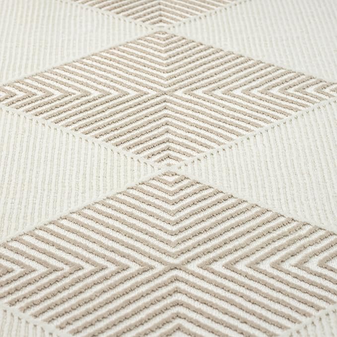 Abani Cream Area Rug for Living Room, Bedroom - Diamond Pattern - 5 x 8 - Durable & Easy to Clean