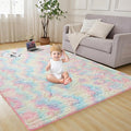 Andency Soft Area Rugs for Living Room Bedroom, 4x6 Fluffy Shaggy Bedside Rug, Non-Slip Large Shag Fuzzy Plush Carpets for Bedroom Kids Dorm Nursery Home Decor Aesthetic, Tie-Dyed Brown