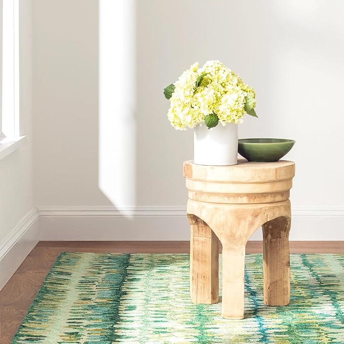 Dash and Albert Paint Chip Wool Area Rug - 2.5' x 8' Runner Moss Graphic Hand Micro Hooked Accent Rug - Durable, High Traffic Areas Hallway, Living Room, Stairs