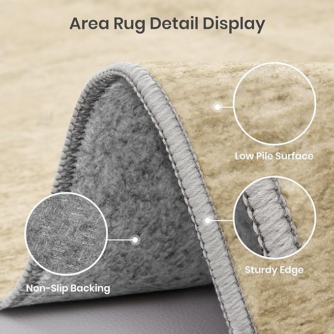 Valenrug Washable Rug 6x9 - Stain Resistant 6x9 Area Rugs for Living Room, Non Slip Backing Printed Rugs for Bedroom, Folable Machine Washable Area Rug (6'x9', Brown)