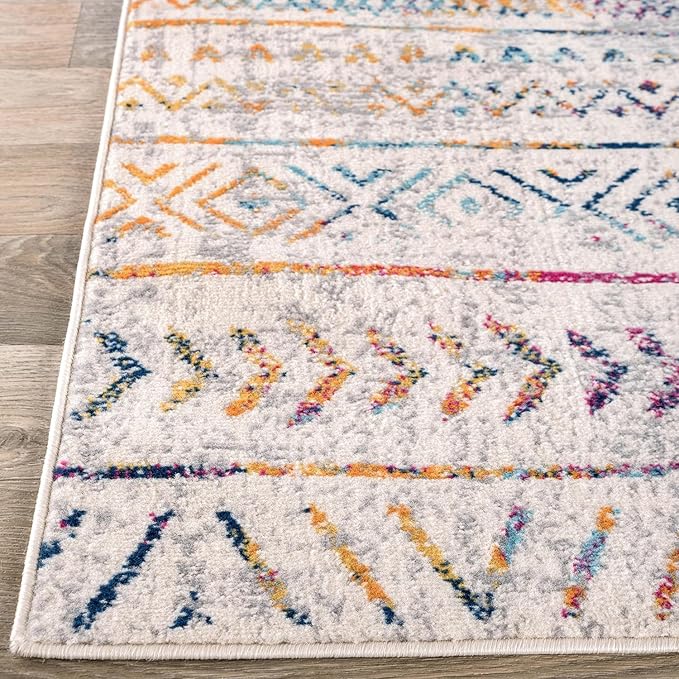 Rugshop Geometric Boho Area Rug – Multi Tribal Pattern, Perfect for Living Room, Bedroom, Dining Room, 5x7