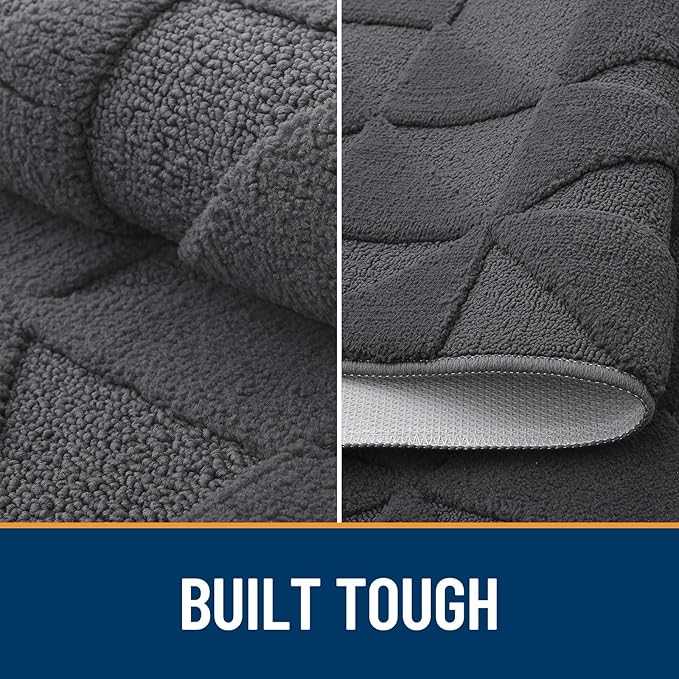OLANLY Door Mats Indoor, Non-Slip, Absorbent, Dirt Resist, Entrance Washable Mat, Low-Profile Inside Entry Doormat for Entryway (47x20 inches, Dark Grey)