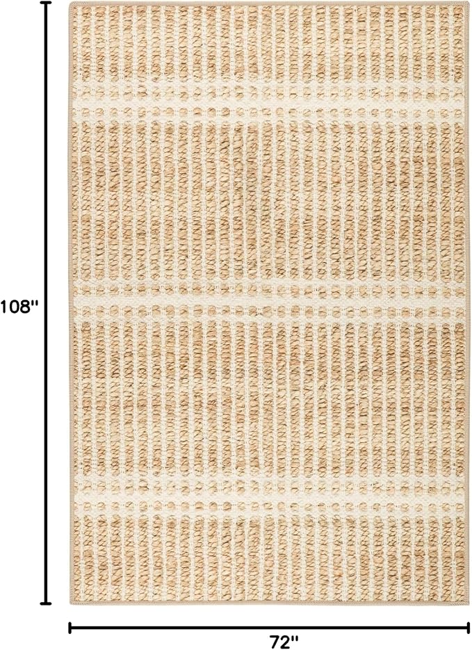 Dash and Albert Arbor Machine Washable Area Rug - 6' x 9' Neutral Stripe Washable Accent Rug Stain-Resistant, Anti-Slip, High Traffic Kitchen, Hallway, Mudroom