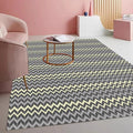 Modern Geometric Chevron Rug Industrial Wave Pattern in Layered Tones Minimalist Washable Non-Slip Area Carpet for Living Room Dining Room Bedroom Office Playroom Indoor Thin Mat 5x8 Grey