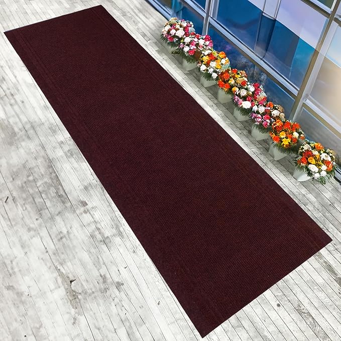 English Home Custom Size Anti Slip Burgundy Design Light Weight Durable TPR Backing Thin Pile Runner Rug (26" x 30')