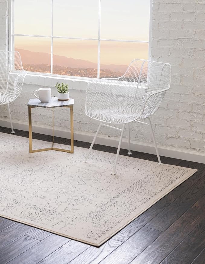 Unique Loom Isabella Collection Area Rug - Adjani (2' x 3' 1" Rectangle, White/ Blue)