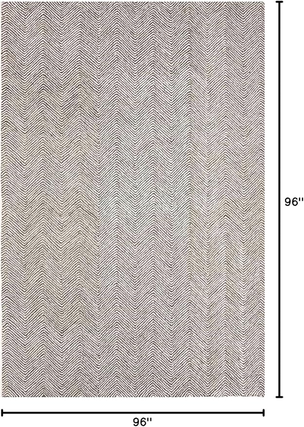 Modern Herringbone Chevron Collection Handcrafted Wool Area Rug - Durable, Zigzag Pattern, for High Traffic, Contemporary Design for Living Room, Bedroom, Dining Room Decor (Dark Olive, 8' round)