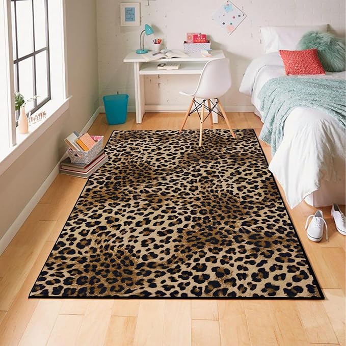 Leopard Rug 3x5 Sexy Modern Print Small Area Rug Washable Kitchen Rugs Non-Slip Carpet for Dining Room,Dormitory Decoration
