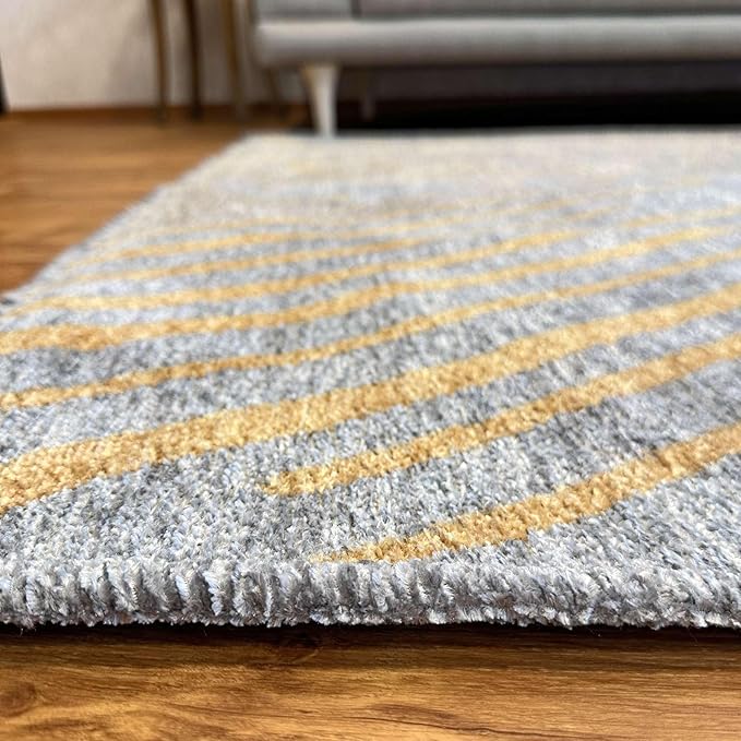 Alfa Rich 3x5 Geometric Gray Gold Washable Area Rugs for Living Room Bedroom Kitchen Cotton Runner