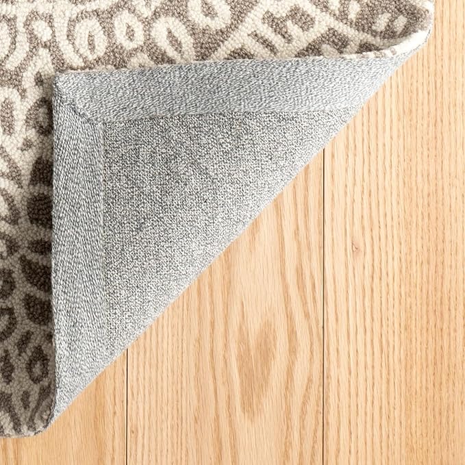 Dash & Albert Temple Taupe Hand Micro Hooked Wool Rug, 3 X 5 Feet, Tan Geometric Pattern