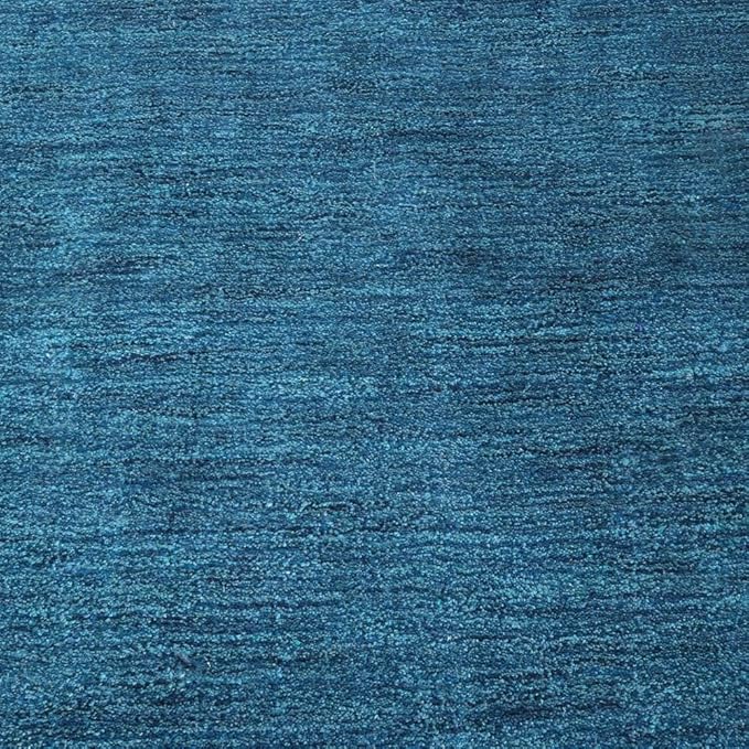 Hand Knotted Loom Wool ECO-Friendly Area Rugs - 2'6"x8', Runner, Blue Color, Solid Plain Design, High Pile Thick Handmade Anti Skid Area Rugs for Living Room, Bed Room (L00111)