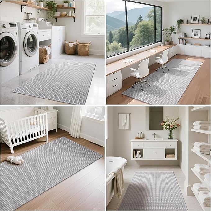 Boho 2x8 ft Runners for Hallways Extra Long Woven Washable Kitchen Runner Mat Rugs Non Slip, Soft Entryway Laundry Hall Floor Runner Carpet for Indoor Backdoor Bedroom Hallway Living Room, Gray