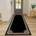 Greek Key Runner Rugs, 2x8ft, Vintage Traditional Tribal Black and Gold Color Stain Resistant Long Rug Runners, Entryways Non Slip Washable Sturdy Room Decor Mat for Kitchen Bedroom
