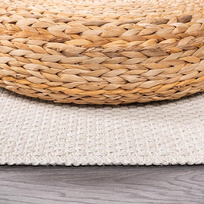 CAMILSON Indoor and Outdoor Runner Rug Off-White Solid Woven Design Easy-Cleaning Non Shedding Farmhouse Living Room Bedroom Garden Patio and Kitchen Washable Outside Carpet Alfombras (2x7)