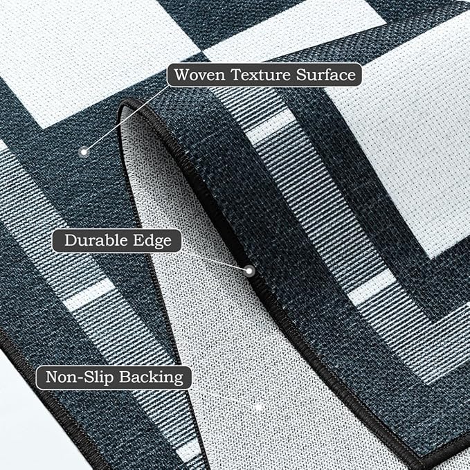 Vasofe Plaid 3x5 Outdoor Patio Rug,Checkered Jute Entryway Rugs, Washable Black and White Indoor Bedroom, Farmhouse Neutral Front Door Mat,Modern Carpet for Porch Patio Balcony Kitchen